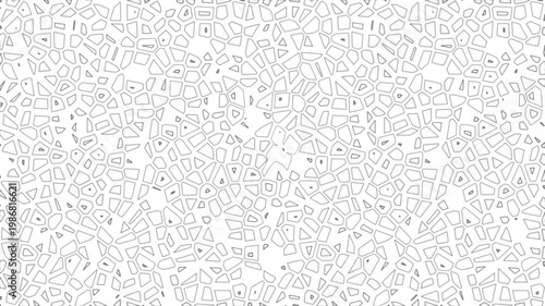 A seamless abstract geometric pattern featuring irregular gray shapes on a white background. Modern and minimalist design.