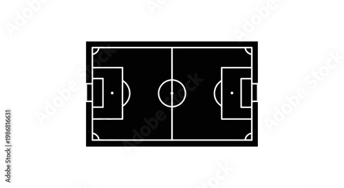 Soccer field diagram with white markings.