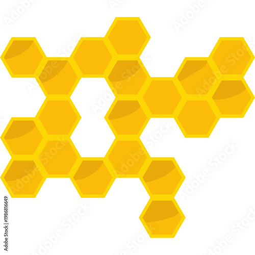 Yellow Honeycomb Hexagon Pattern Illustration on White Background