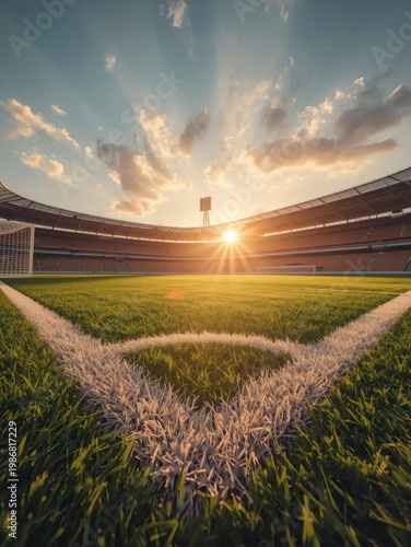 Sunset soccer field corner