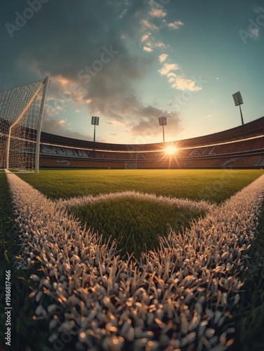 Sunset soccer field corner