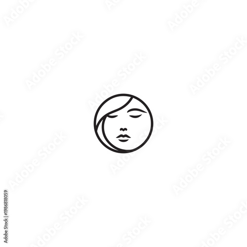 Spa logo simple Woman face logo icon vector Woman face logo black with white background