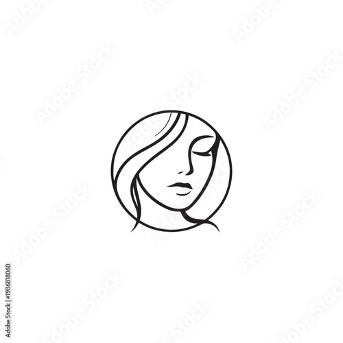 Spa logo simple Woman face logo icon vector Woman face logo black with white background