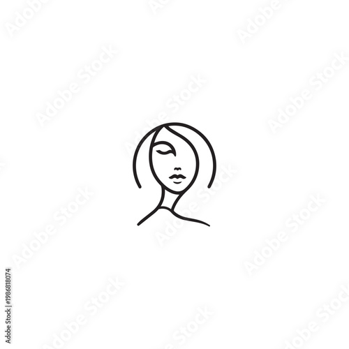 Spa logo simple Woman face logo icon vector Woman face logo black with white background