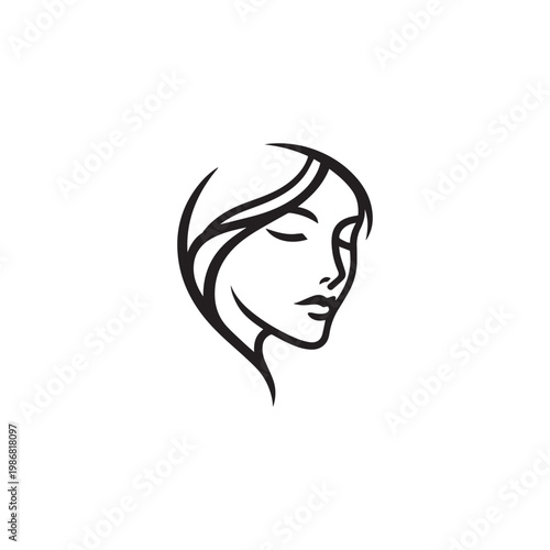 Spa logo simple Woman face logo icon vector Woman face logo black with white background