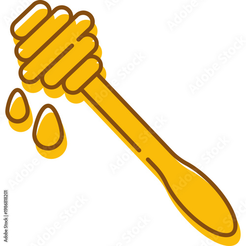 Honey Dipper Illustration with Liquid Drops Icon