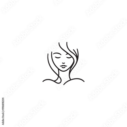 Spa logo simple Woman face logo icon vector Woman face logo black with white background
