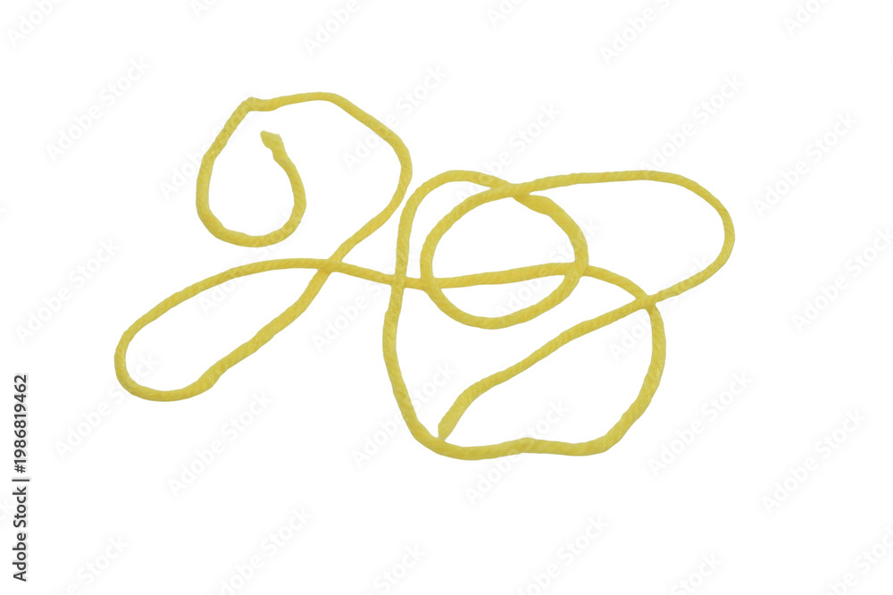 Naklejka premium Yellow wool thread on a white background.