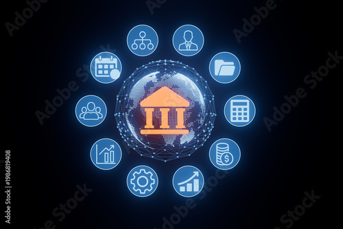Financial technology connects banking services with global communication networks for modern finance solutions