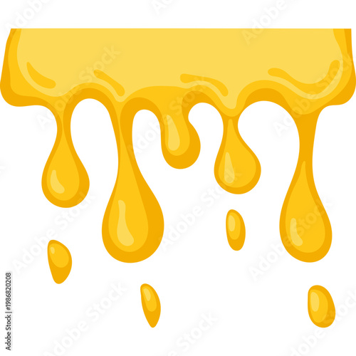 Golden Honey Liquid Dripping Illustration on White Background