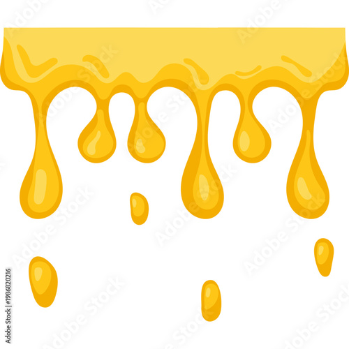 Dripping Yellow Honey or Melted Cheese Liquid Drops Illustration