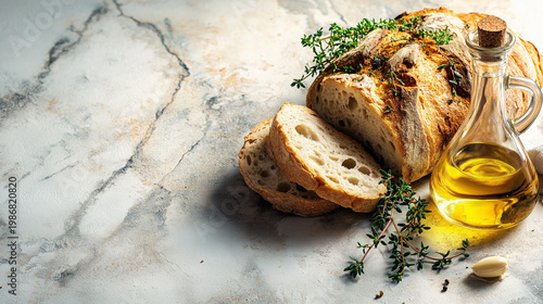 rustic bread with olive oil and herbs