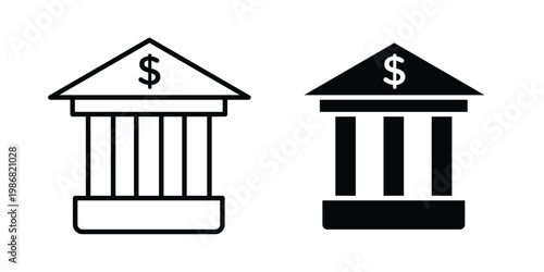 Photos financial institution icon design Illustration set for Projects