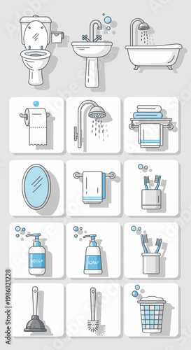 Bathroom fixtures and accessories collection.