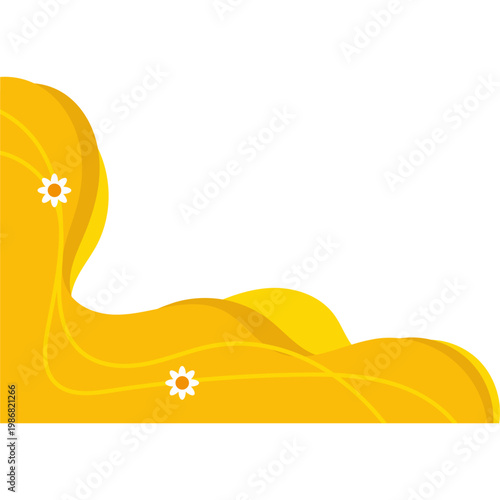 Abstract Golden Fluid Wave Corner Frame with Sun Elements