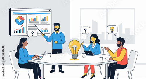 Business people discussing ideas together.