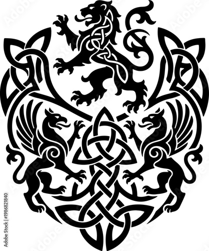 Celtic Lion and Griffin Knotwork