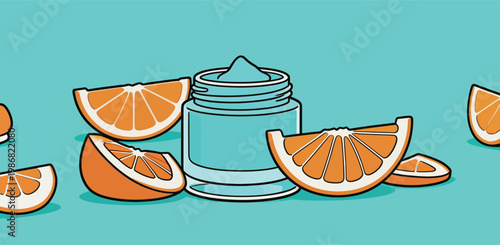 Skincare Jar with Orange Slices Illustration