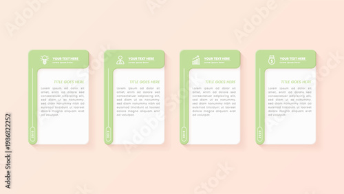 four green and white notepads with writing on them vector illustration