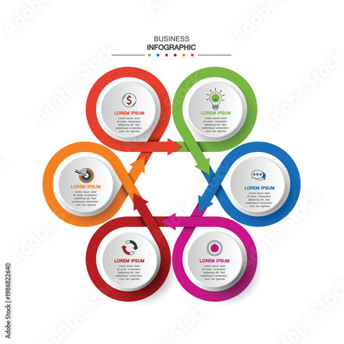 Business infographic template with colorful circles vector illustration