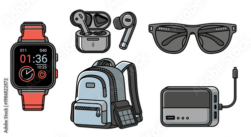 Collection of modern tech gadgets.