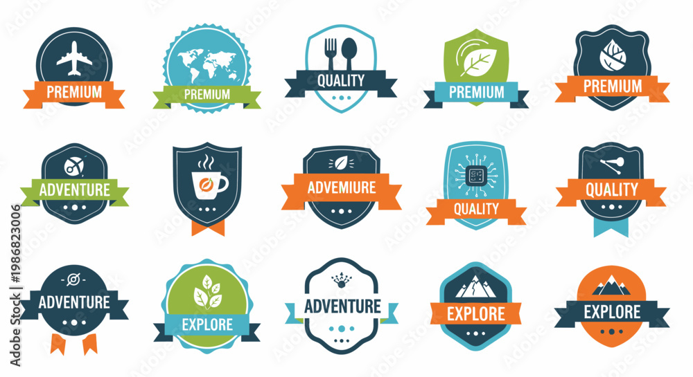 Obraz premium Collection of travel and adventure badges.