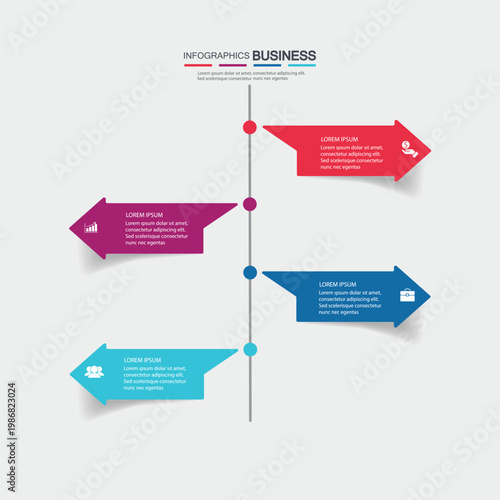 infographic business template with colorful arrows vector illustration