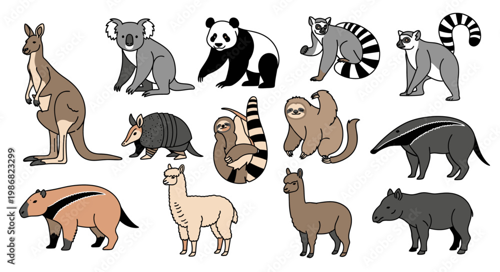 Fototapeta premium Collection of various wild animals 1.