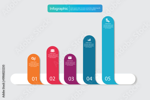 infographic template with colorful bar chart vector illustration