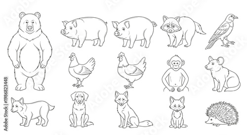 Collection of various wild animals standing 4.