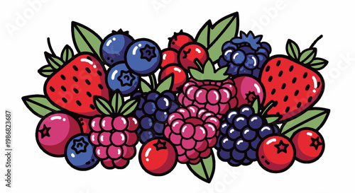 Colorful illustration of mixed berries.