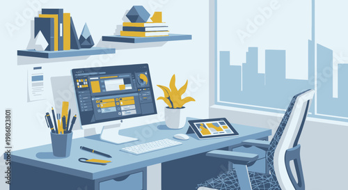 Computer on a modern office desk.