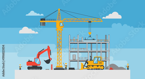 Construction site with heavy machinery 1.