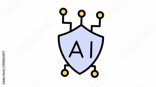Artificial intelligence security shield icon for web design, cybersecurity concepts, technology presentations, digital protection themes, and airelated projects.