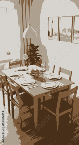 Dining Table Set For Meal Service.