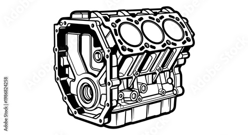 Detailed view of car engine block.