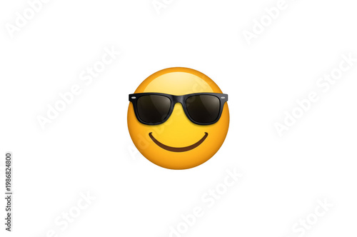 Smiling cool emoji wearing sunglasses transparent background