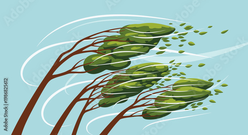 Green leaves blowing in the wind.