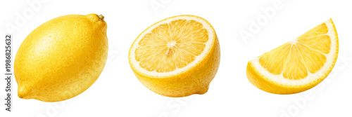 A vibrant watercolor lemon collection featuring whole citrus fruit a halved lemon and a fresh juicy slice illustrated in a bright natural botanical style