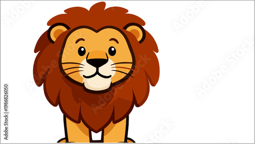 Cute Lion Mascot with Fluffy Mane and Smiling Face in Clean Vector Style