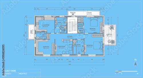 House Floor Plan Blueprint Design.