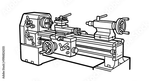 Industrial metal lathe machine tool.