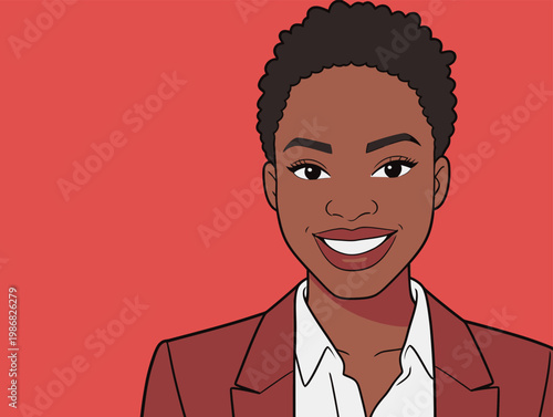 Illustrated Portrait of Smiling Businesswoman