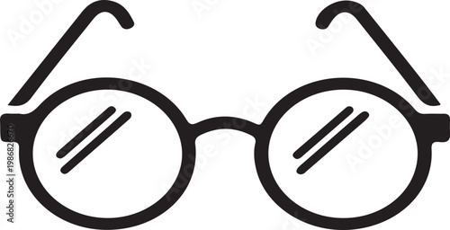 Classic round eye glasses icon vector illustration for vision correction and fashion design.