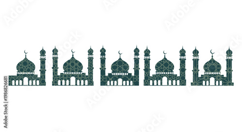 Islamic Mosque Architecture Silhouette Design.