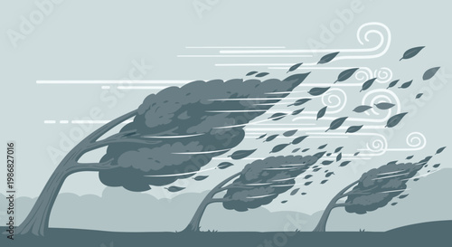 Leaves Blowing in the Wind Storm.