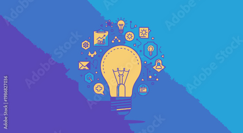 Light Bulb With Creative Idea Symbols.