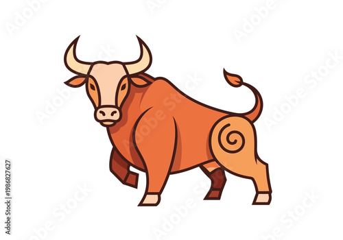 Strong Bull Mascot Vector Illustration - Powerful Red Ox Logo for Finance, Sports, and Taurus Zodiac