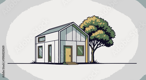 Modern house with gable roof.