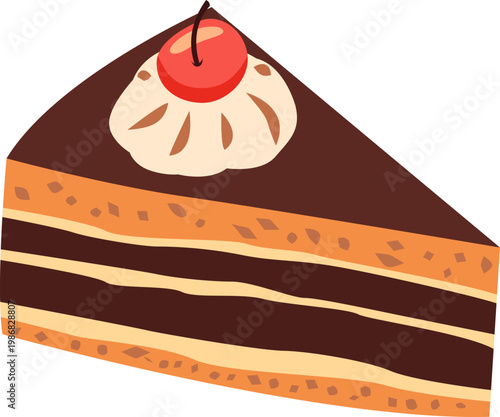 Illustration of Slice of Chocolate Cake